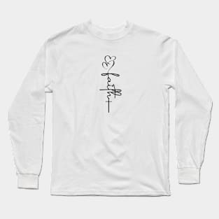 Faith Hearts & Cross Black Typography Long Sleeve T-Shirt